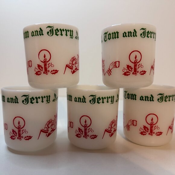 5 Pc Set Vintage Hazel Atlas Tom and Jerry 4oz Egg Nogg Mugs No Chips No Cracks - Picture 2 of 7